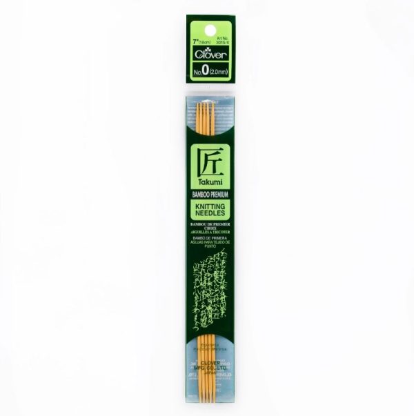 Clover Bamboo Needles Double Pointed 7  (Sizes 0 to 15) For Sale
