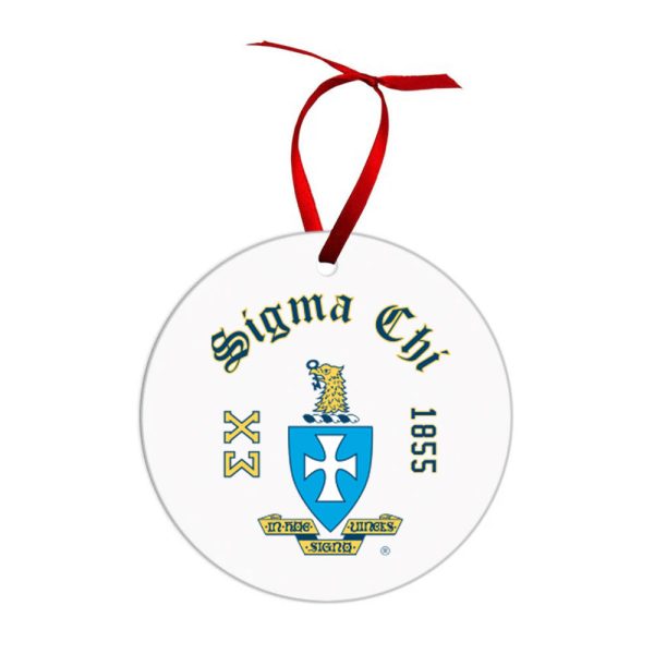 Sigma Chi Crest & Year Circle Ornaments Fashion