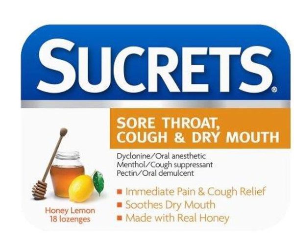 Sucrets Honey Lemon Sore Throat, Cough and Dry Mouth Lozenges, 18 ct. For Cheap